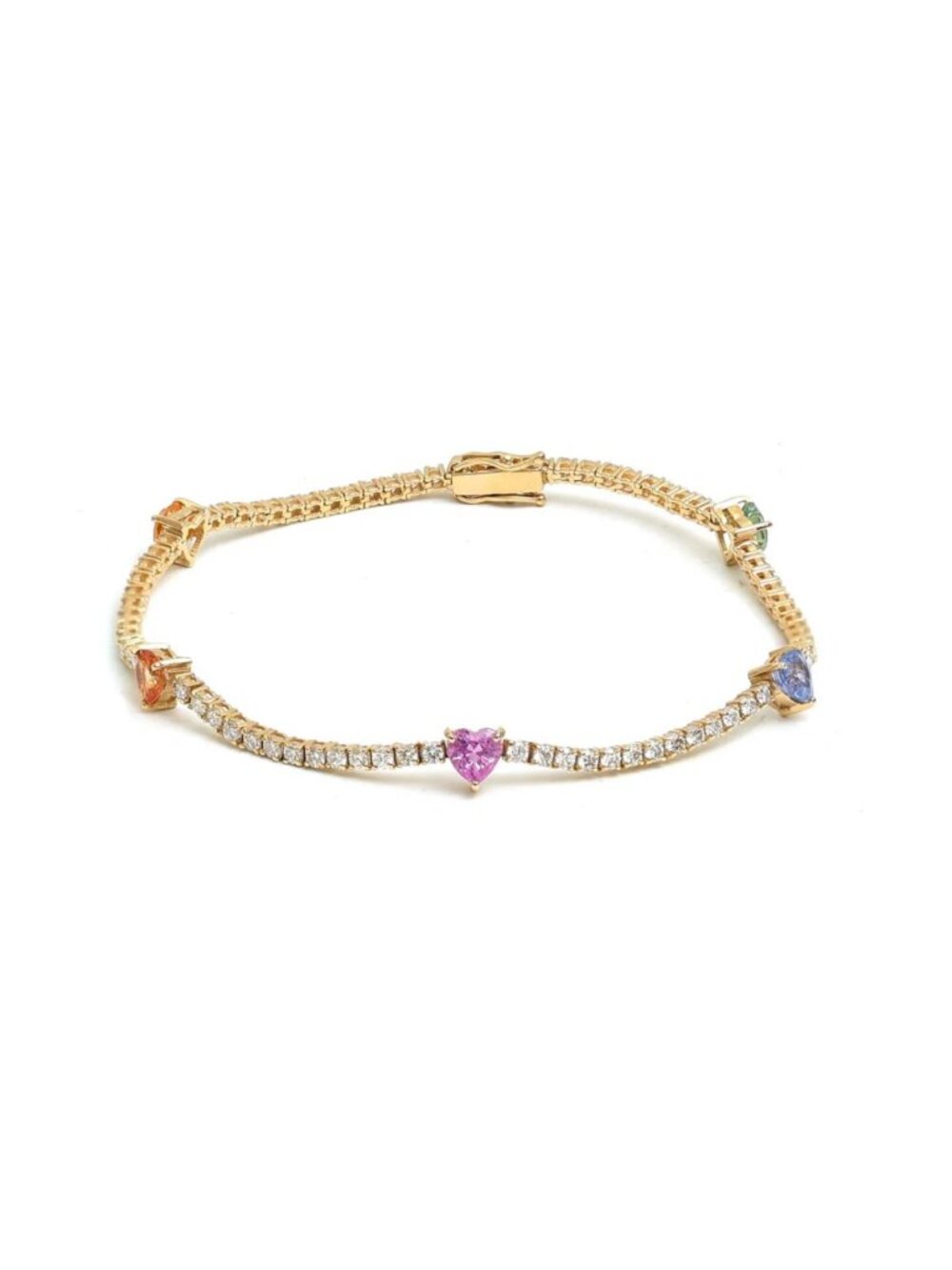 Colourful Heart 14K (Custom) Yellow Gold Diamond Bracelet